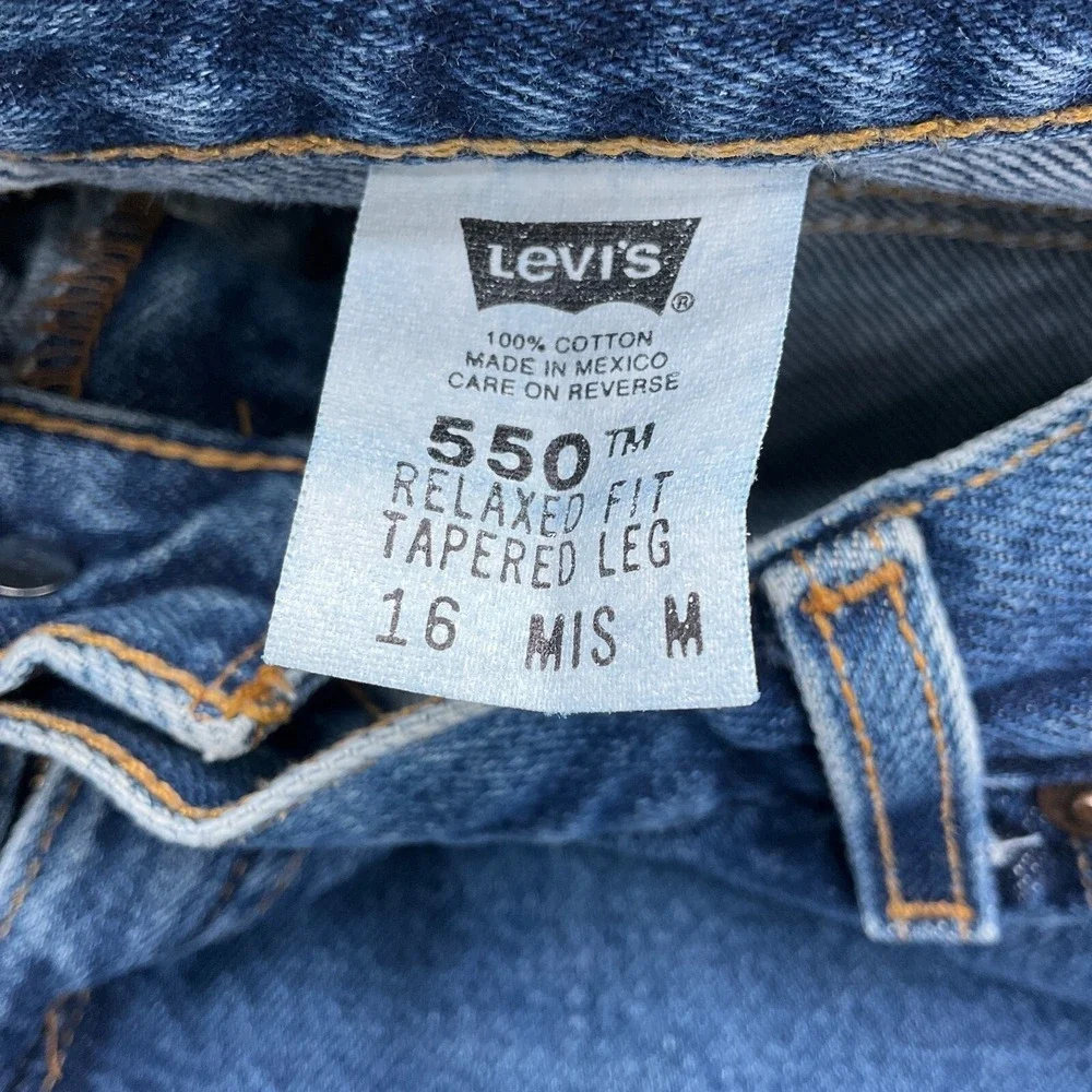 Levis 550 Jeans Women 16 Miss Medium Blue Relaxed Fit‎ Taper Leg Bat Wing VTG